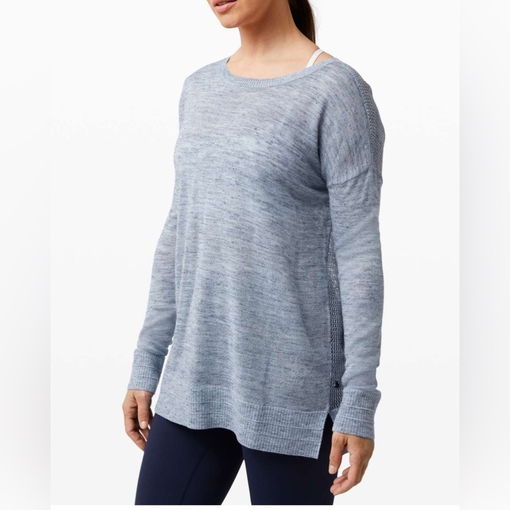 Lululemon-Well Being Crew Sweater *Linen-
Heathered Sailboat/Classic Navy Small